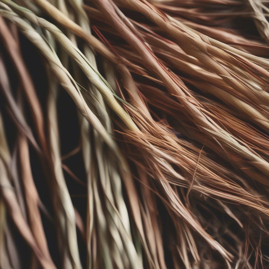 Close-up of willow branches ready for basket weaving