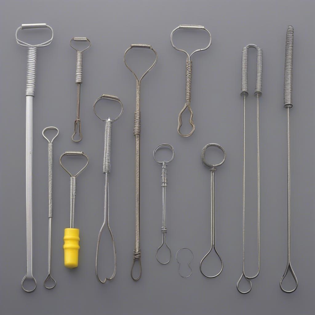 Different types of wire handles for basket weaving