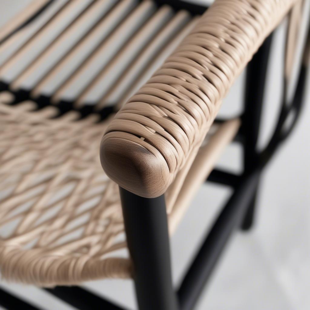 Wishbone Chair with Black Frame and Natural Weave Seat