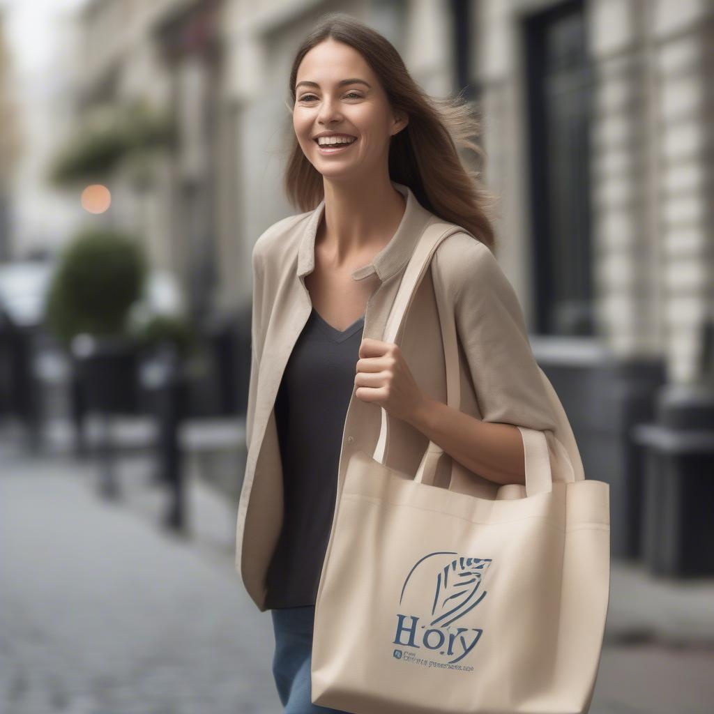 Woman Shopping with Non-Woven Bag