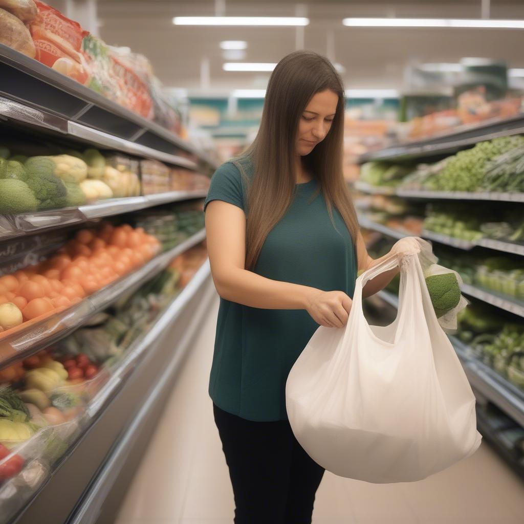 Woman Using Julian Non-woven Tote