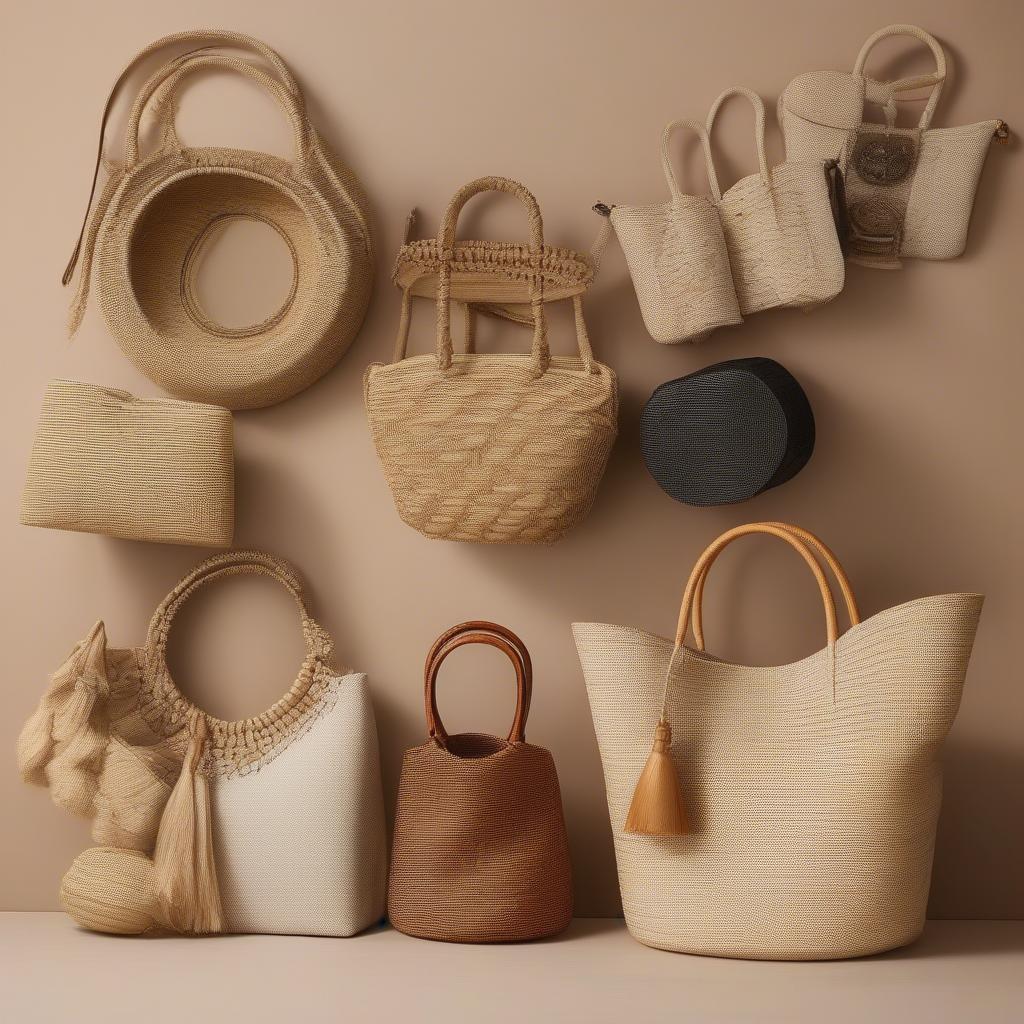 Handwoven bags showcase intricate details and craftsmanship.