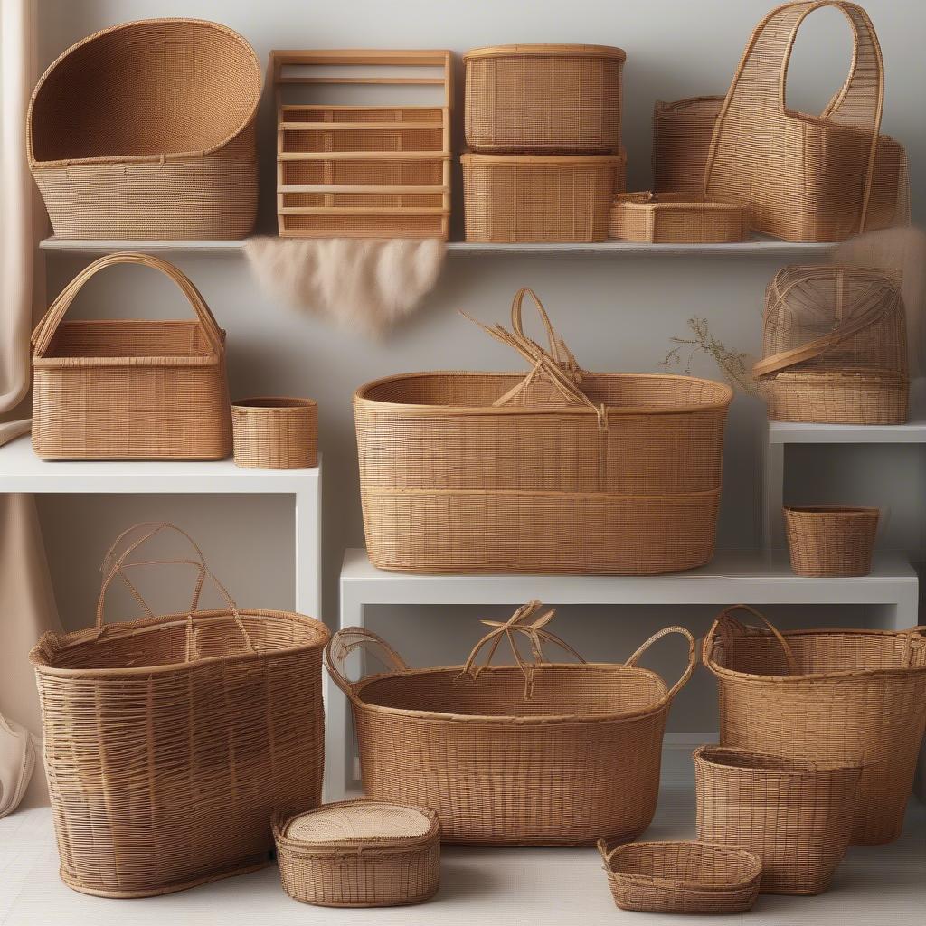 Variety of Wooden Weave Clothes Baskets