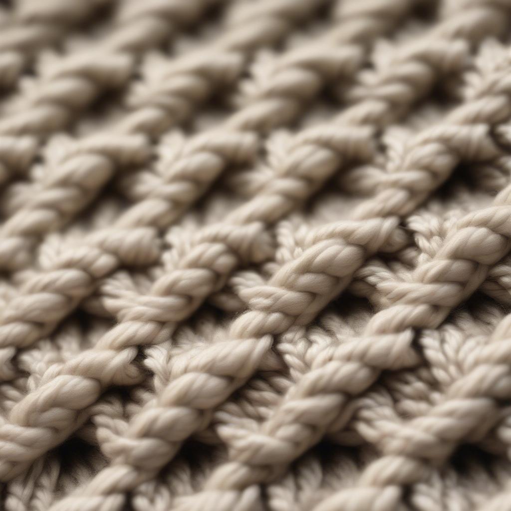 Close-up of a wool basket weave sweater stitch