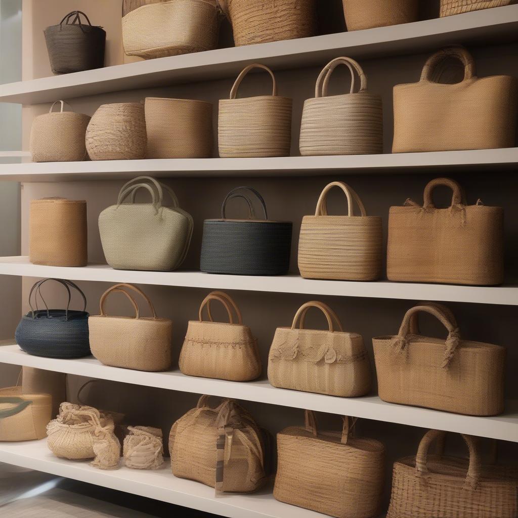 Asian Woven Bags Made from Natural Materials