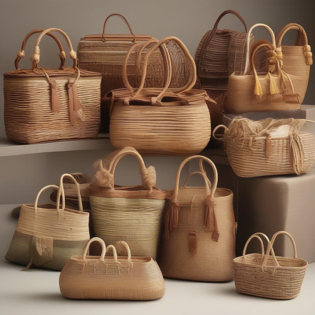 Woven Basket Bags in Various Styles and Materials