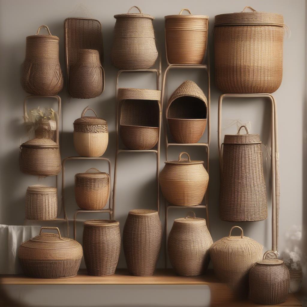 Variety of Woven Basket Pots with Lids