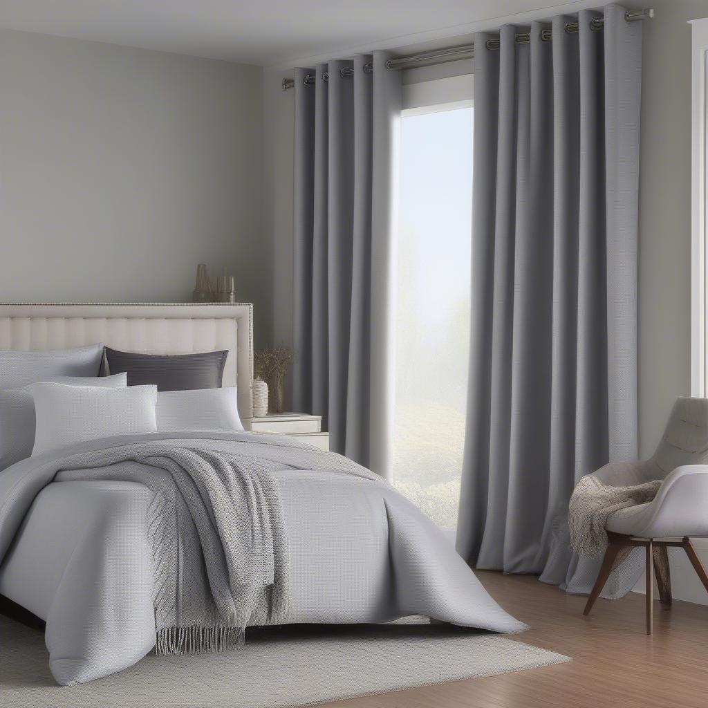 Silver Grommet Curtains in a Bedroom Setting