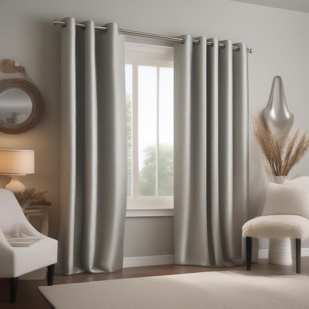 Silver Grommet Curtains in a Living Room Setting