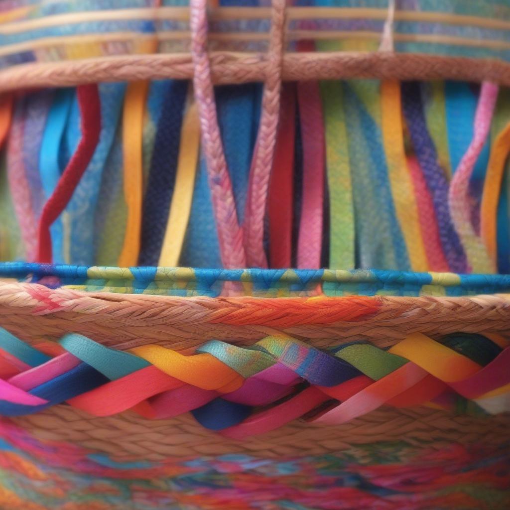 Woven Basket with Colorful Fabric