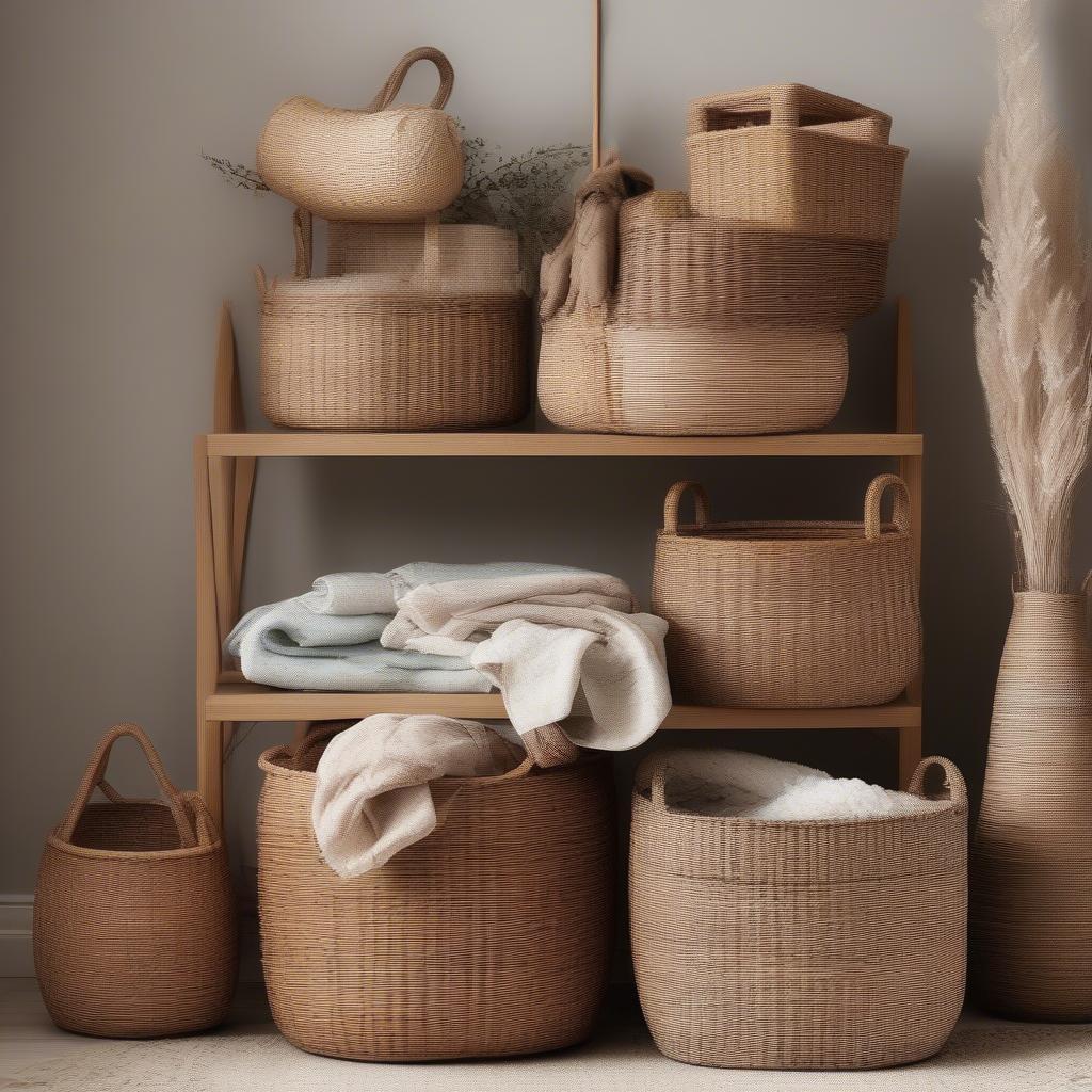 Woven Baskets for Storage in Different Materials