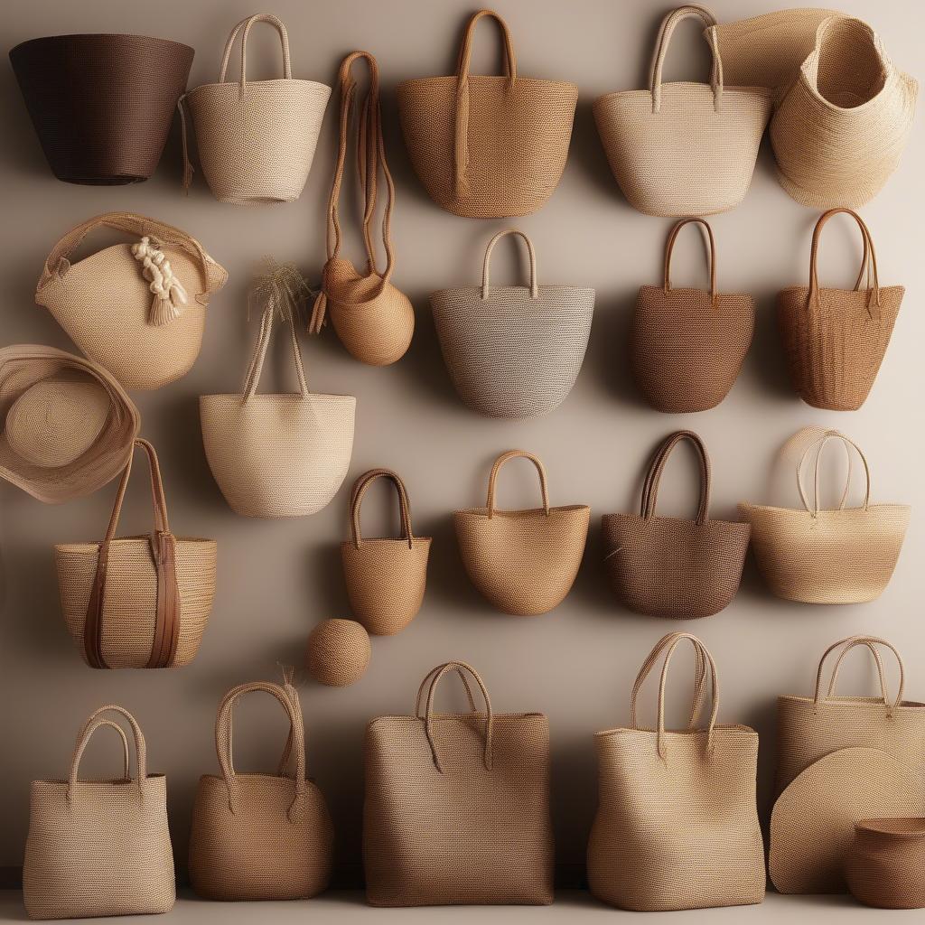 Variety of Woven Brown Tote Bags