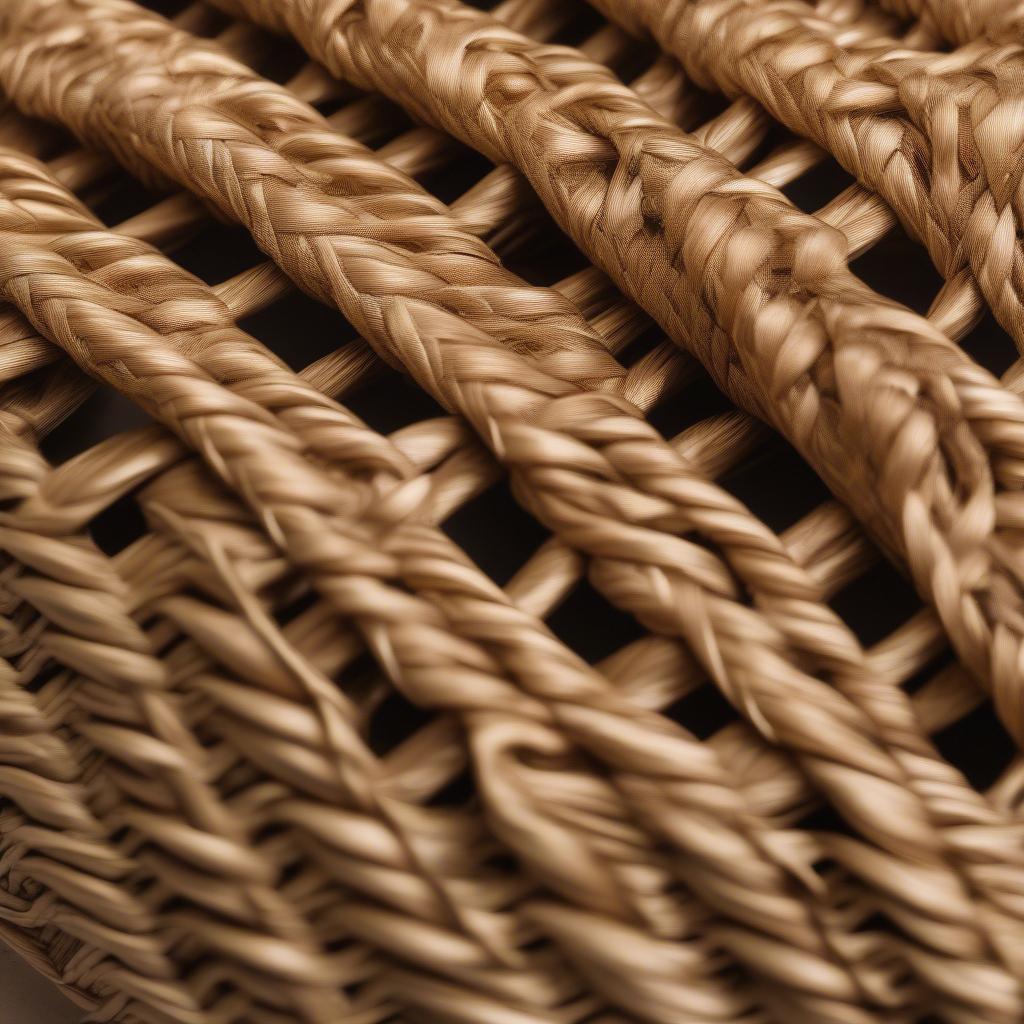 Close-up of a woven chain bag showing intricate details and craftsmanship