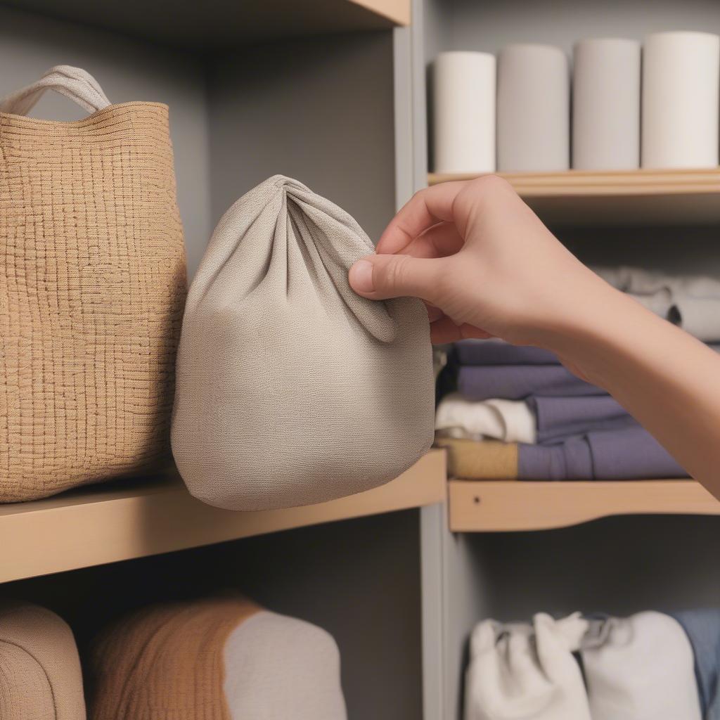 Cleaning and storing a woven circle bag