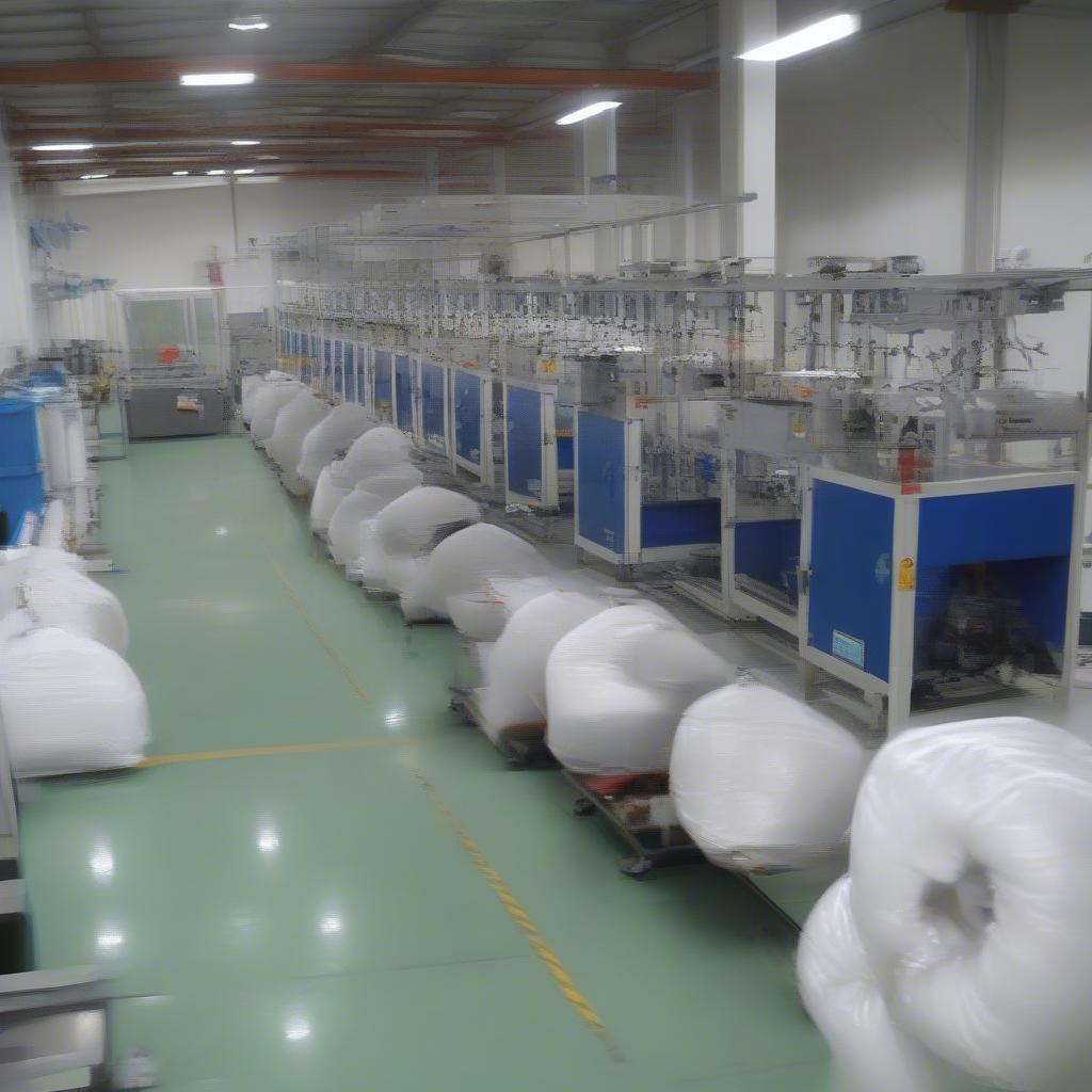 Quality control measures in the production of woven coated bags.