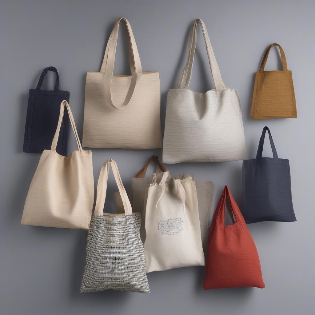 Various Woven Cotton Sample Bags in Different Sizes and Colors