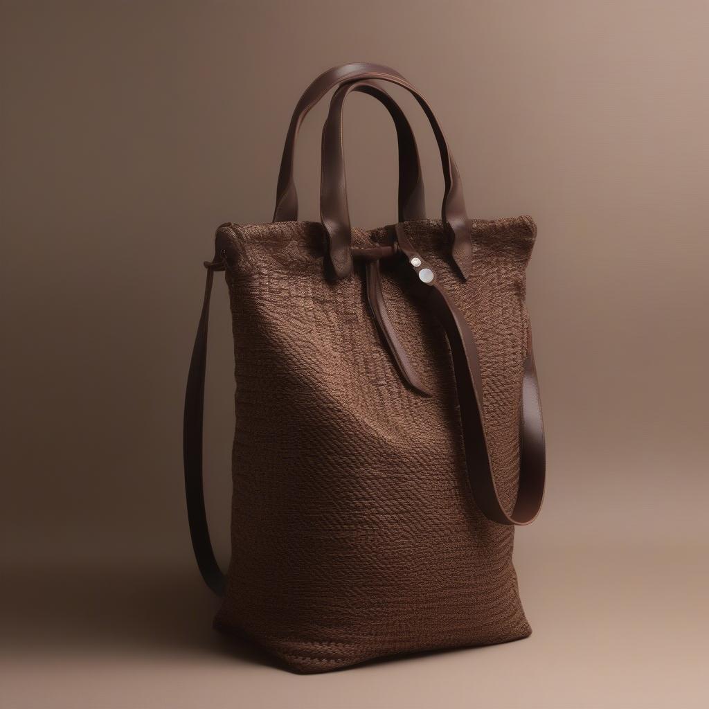 Different ways to style a woven dark brown bag, showcasing its versatility for various occasions