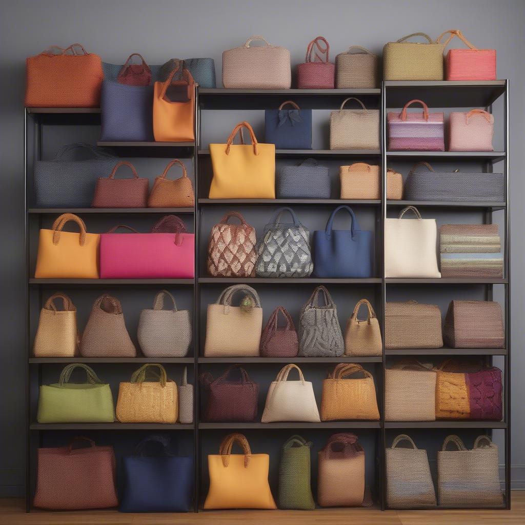 Collection of Woven Foldable Bags Displayed