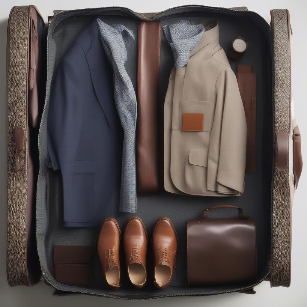 Woven Garment Bag Packed with Travel Essentials