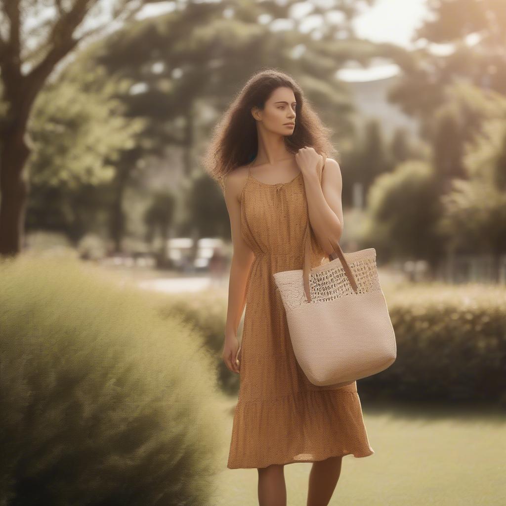 Woven Mini Tote Bag Paired with a Summer Outfit