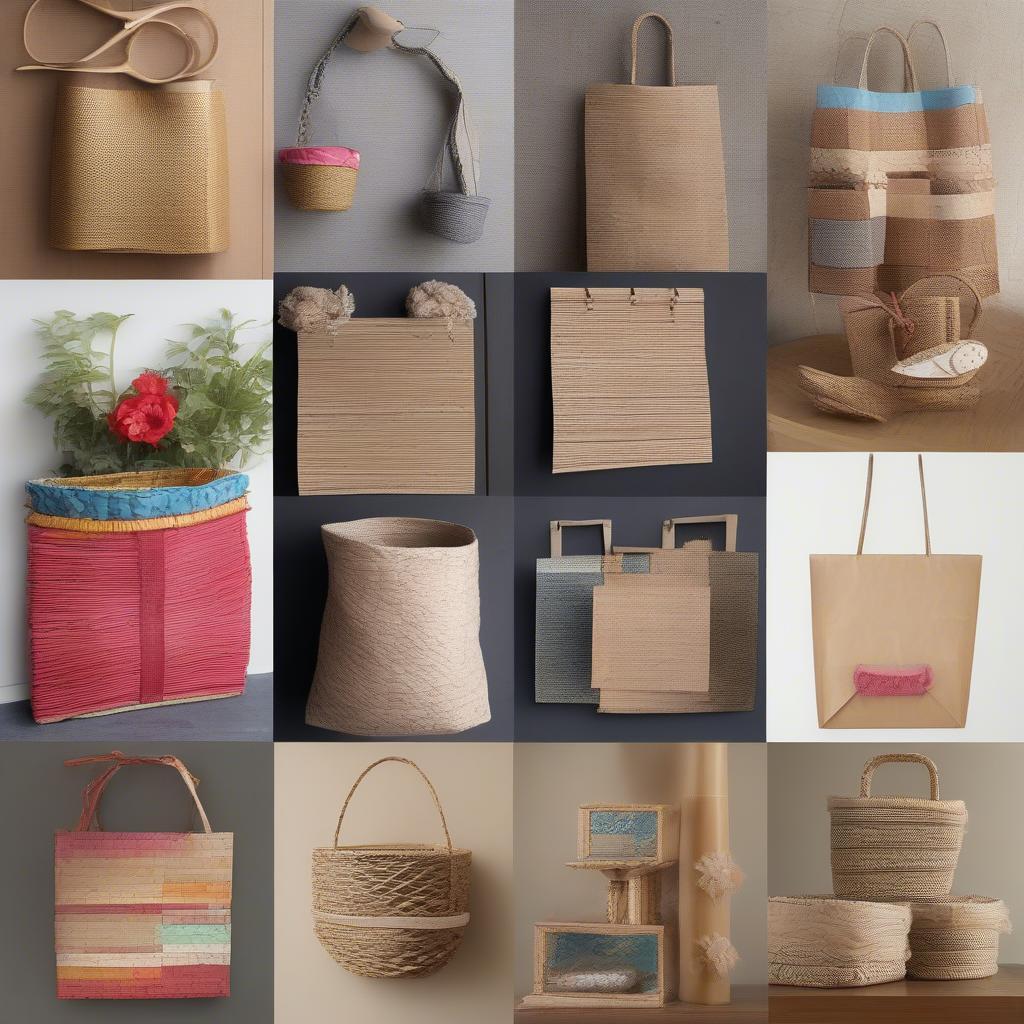 Finished woven paper bag projects