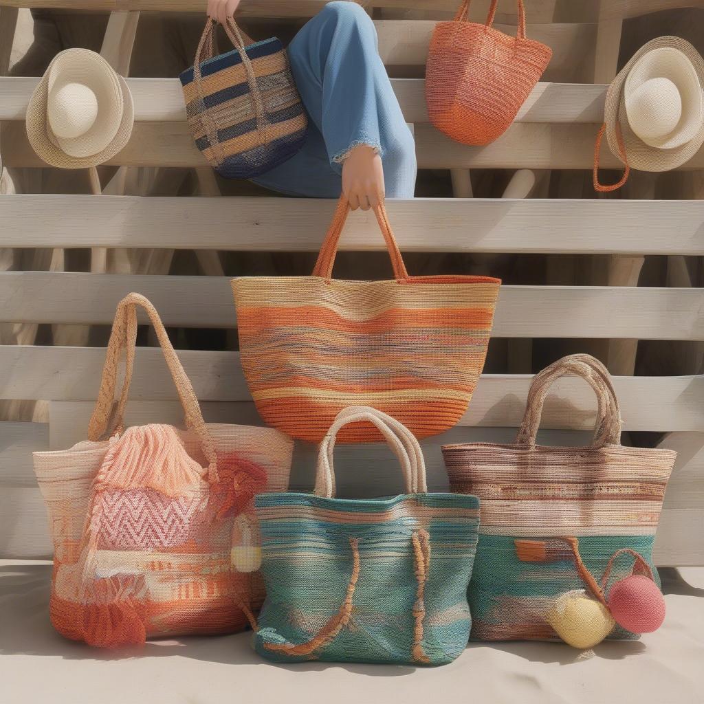 Different Styles of Woven Plastic Beach Bags