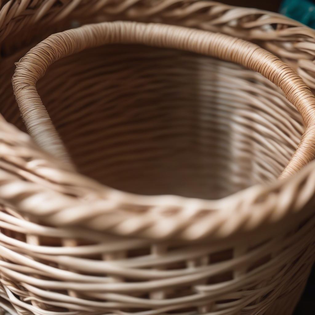 Woven Plastic PE Liner Bag in a Wicker Basket