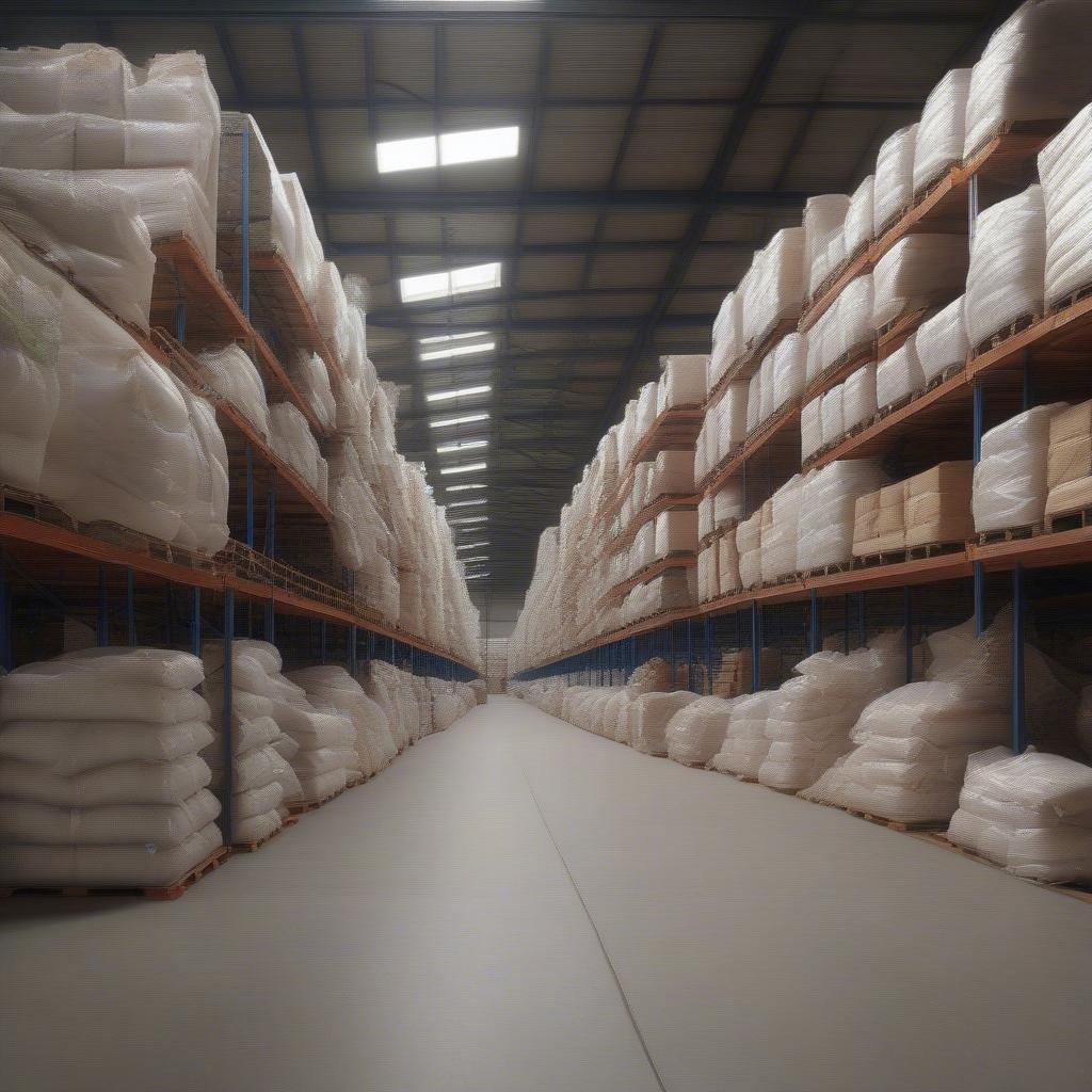 Woven Polypropylene Bags in a Warehouse Setting