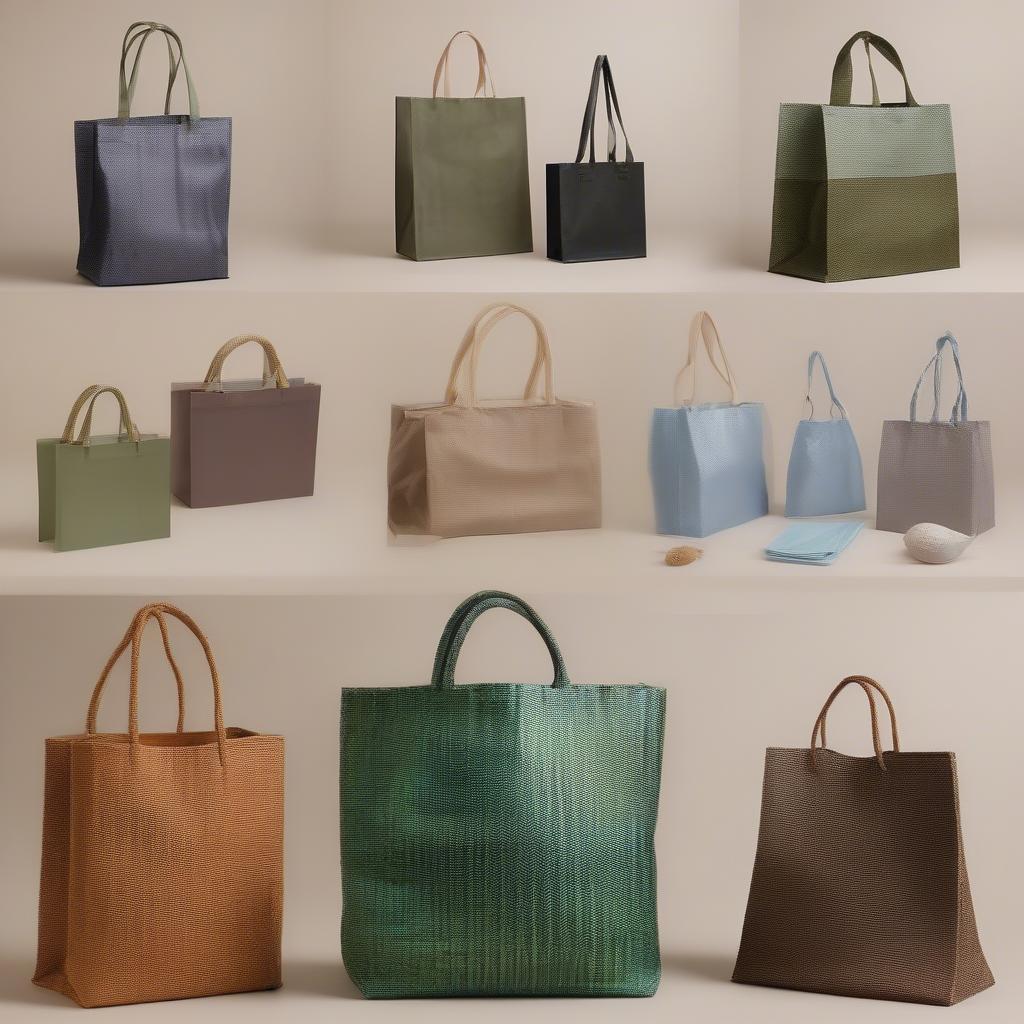 Various Woven Recycle Coated Bags Showcasing Different Styles and Uses