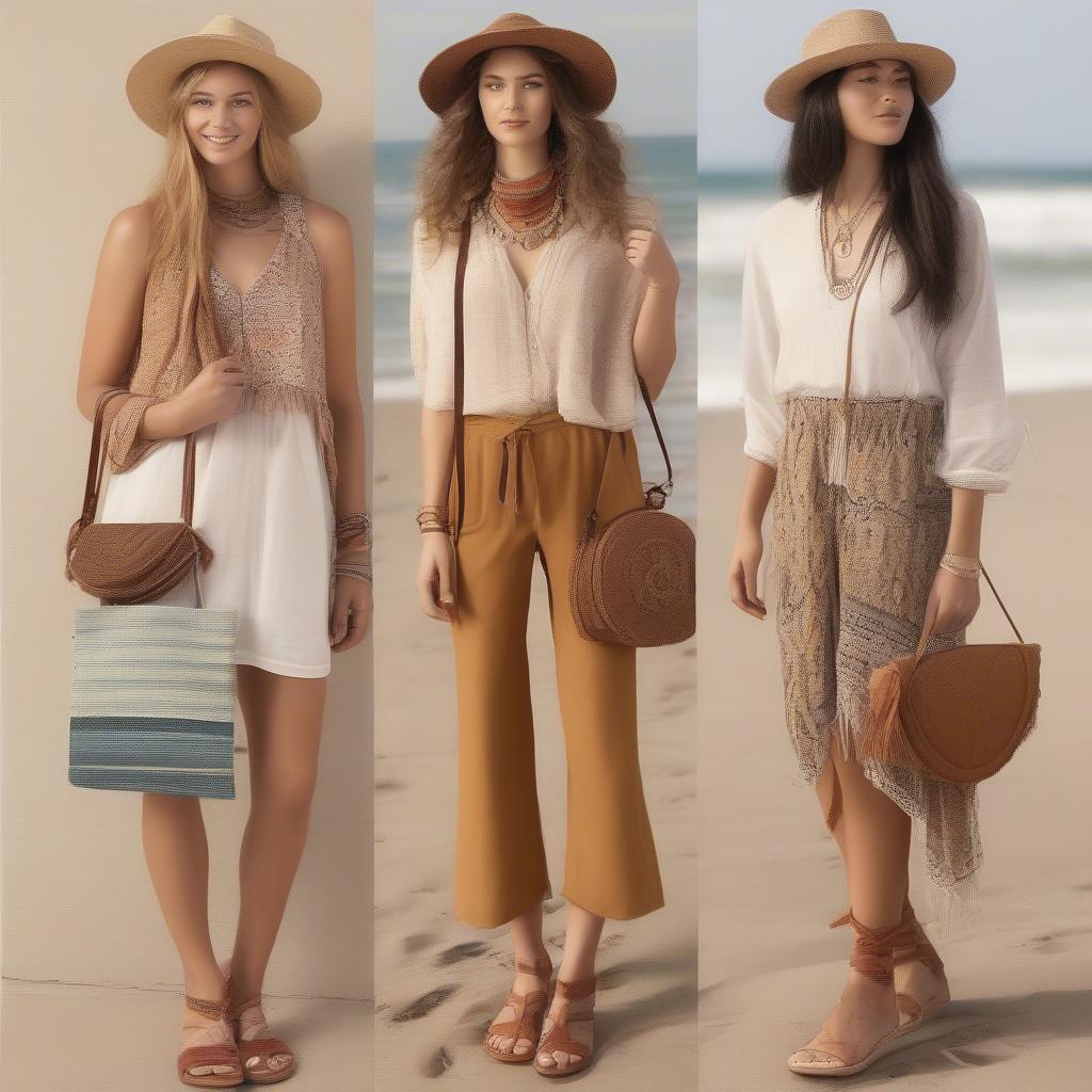 Outfit Ideas with a Woven Straw Boho Crossbody Bag