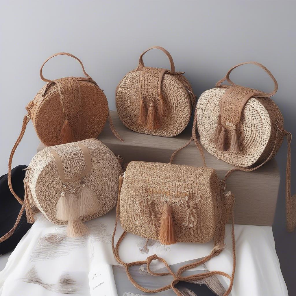 Different Styles of Woven Straw Boho Crossbody Bags