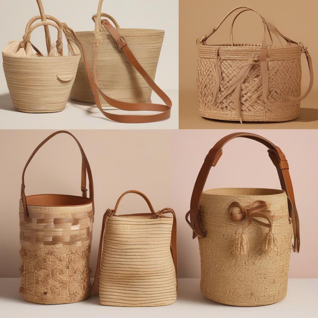 Different Styles of Woven Straw Bucket Bags