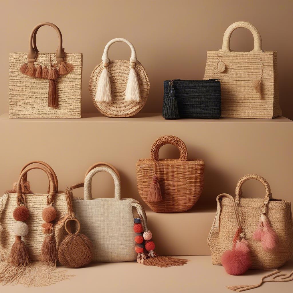 Different Styles of Woven Straw Reformation Open Box Bags