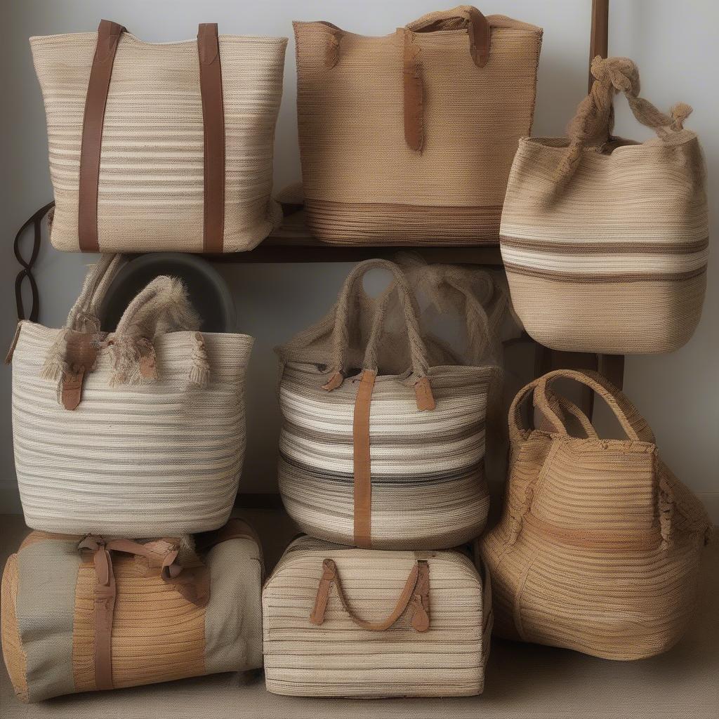 Different Materials for Woven Striped Boho Duffle Bags