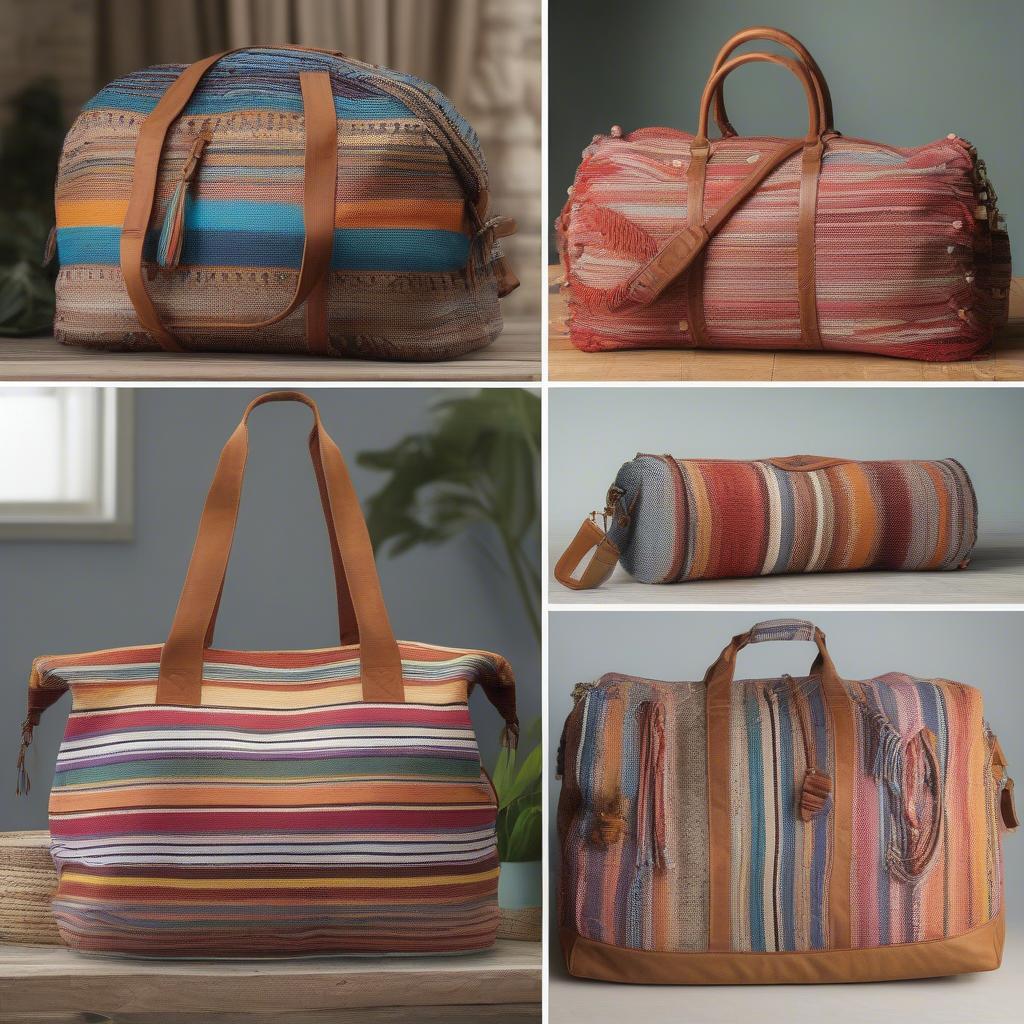 Different Styles of Woven Striped Boho Duffle Bags