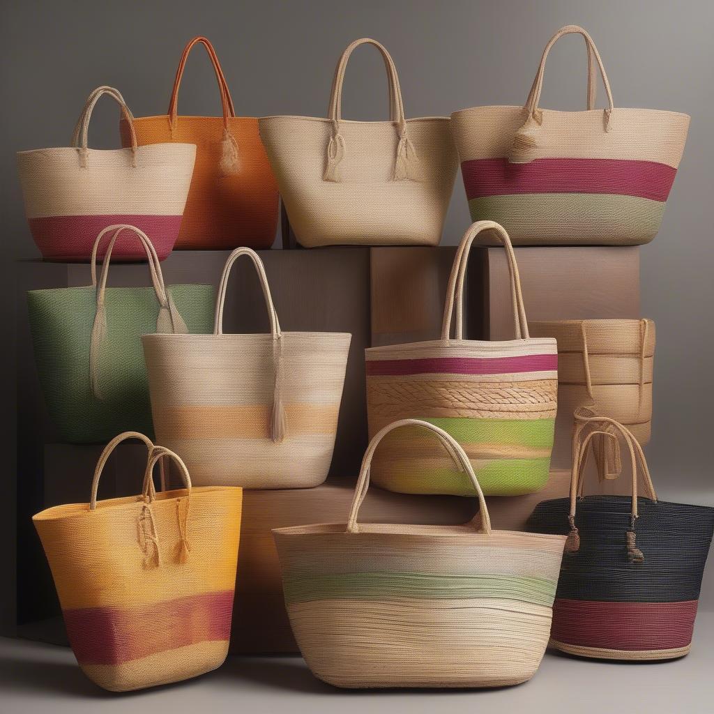 Variety of Woven Tote Bags Displayed