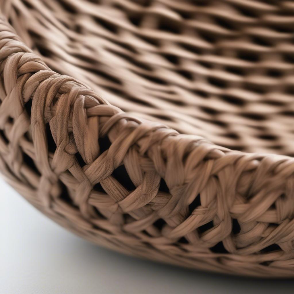 Close-up of the WS George Green basket weave serving bowl showcasing the intricate detail and craftsmanship.