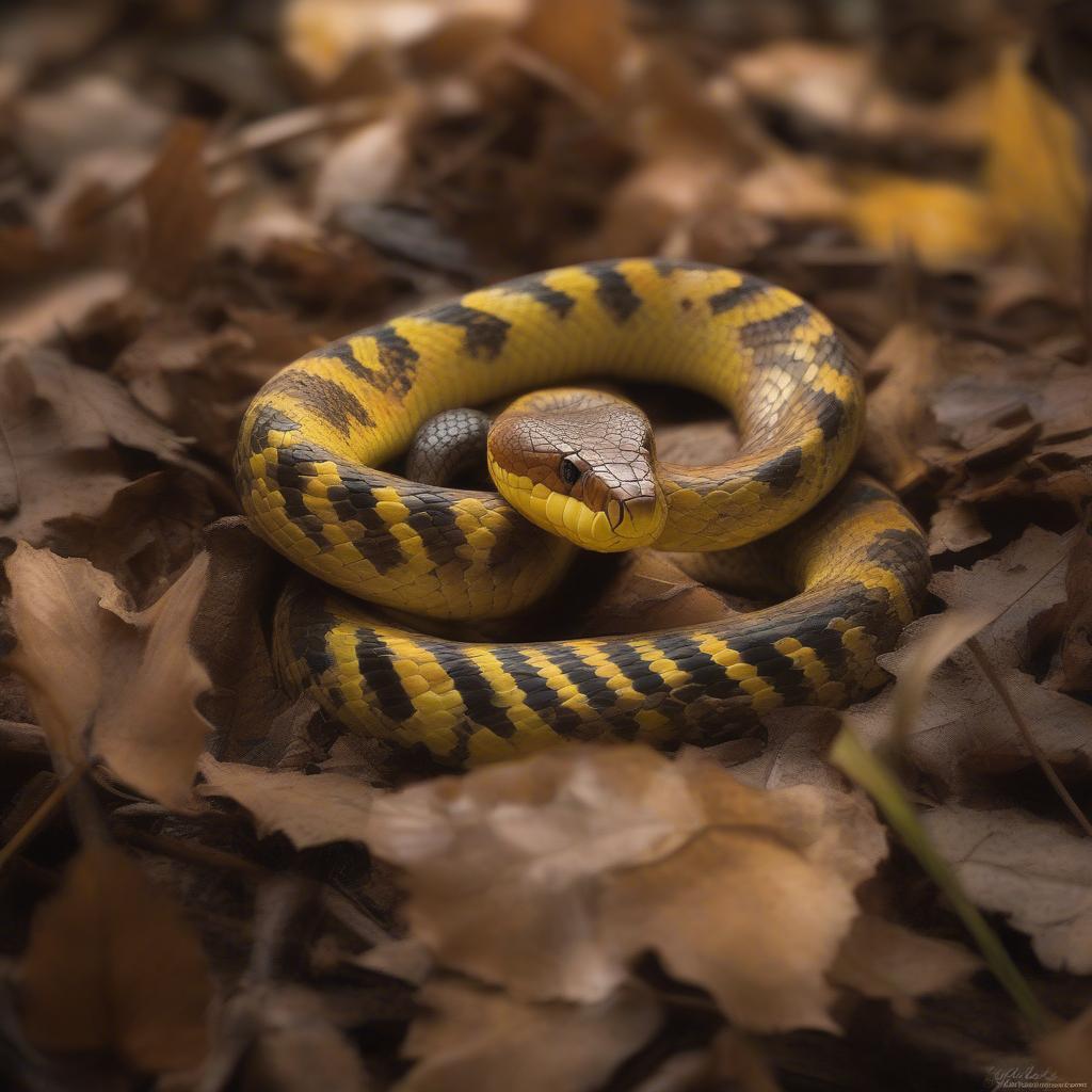 Xylophis perroteti camouflaged in leaf litter