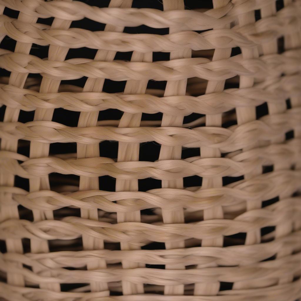 Close-up view of a y weave basket showcasing the intricate weaving pattern and natural materials.