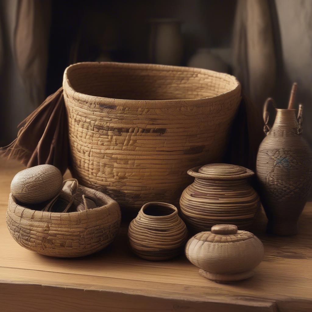 A y weave basket used in a traditional setting, showcasing its cultural significance.