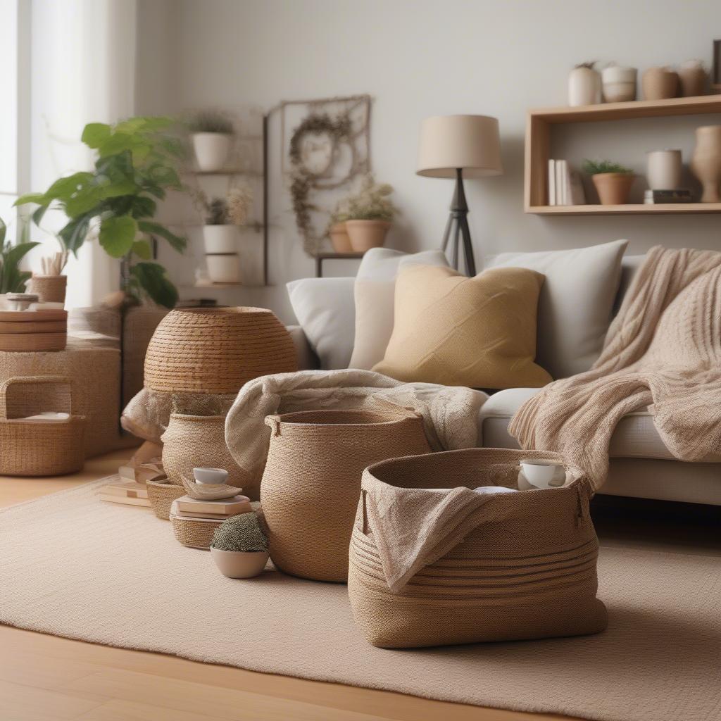 Y Weave Baskets in Living Room Setting