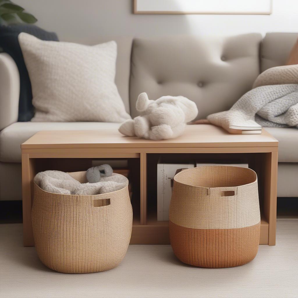 Y Weave Cube Storage Baskets in a Living Room Setting