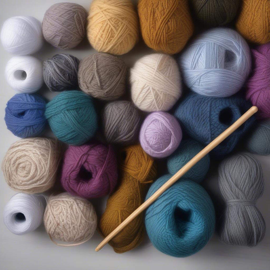 Yarn and Needles for Basket Weave Afghan