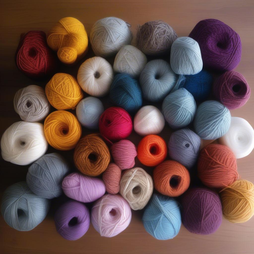 Various yarn options suitable for a baby afghan