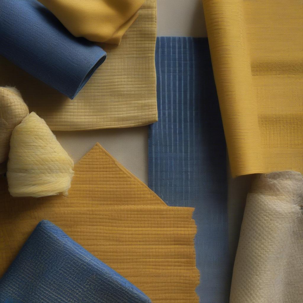 Yellow and Blue Basket Weave Fabric Samples