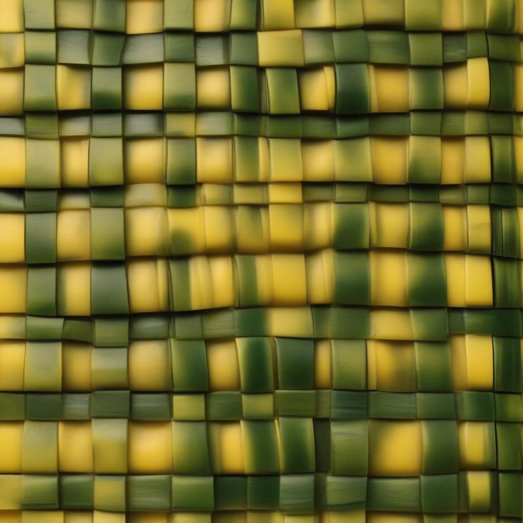 Yellow and Green Basket Weave Salt Box: A Close-Up View of the Intricate Weave and Vibrant Colors