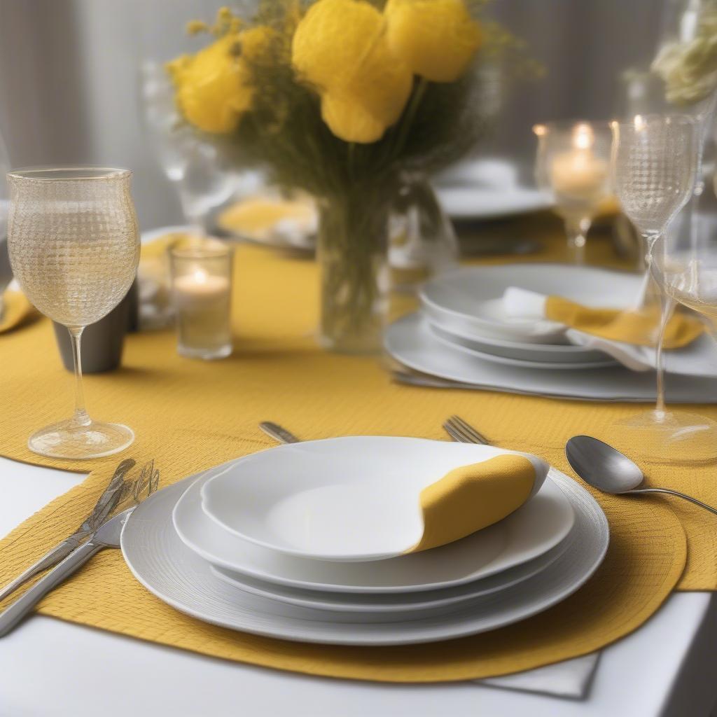 Yellow Woven Table Mats in a Table Setting