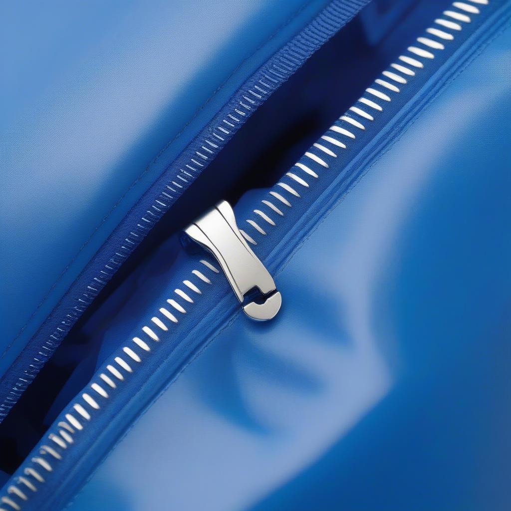 Close-up of a zipper on a PVC non-woven bag